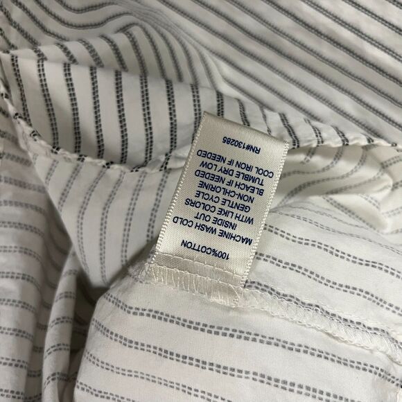 Per Se Womens Blouse Medium White Black Striped 3/4 Sleeve Off Shoulder Tunic - Picture 5 of 6